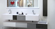 Stratos storage cabinet with two basins