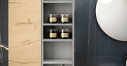 Wood and grey Stratos storage cabinet with shelves
