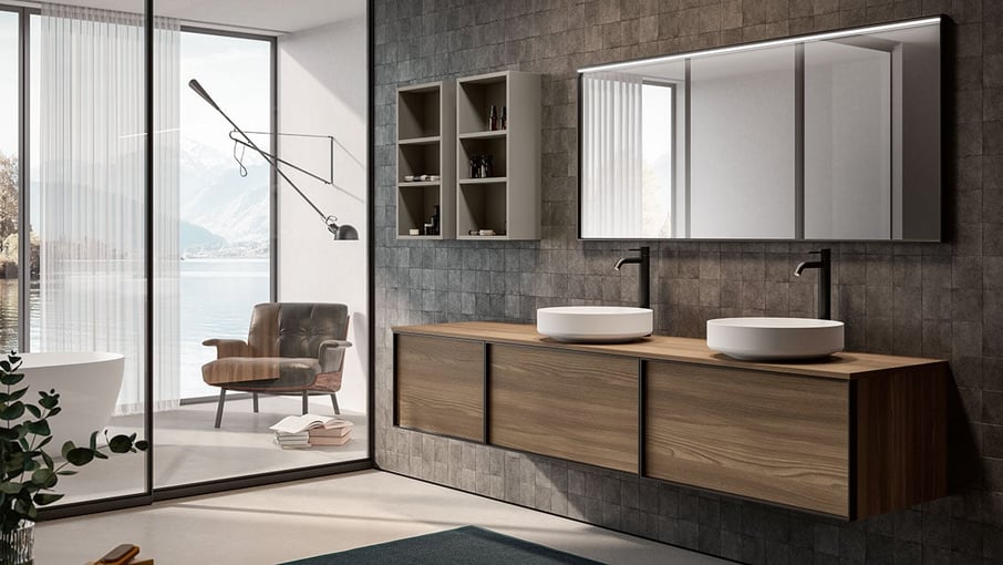 luxury vanity with double sinks