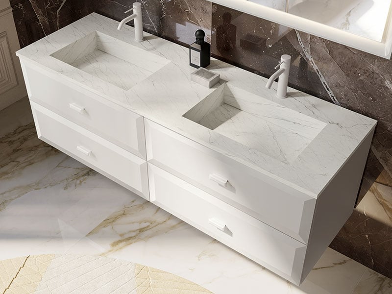 Italian Luxury Bathroom Vanity with Marble Top