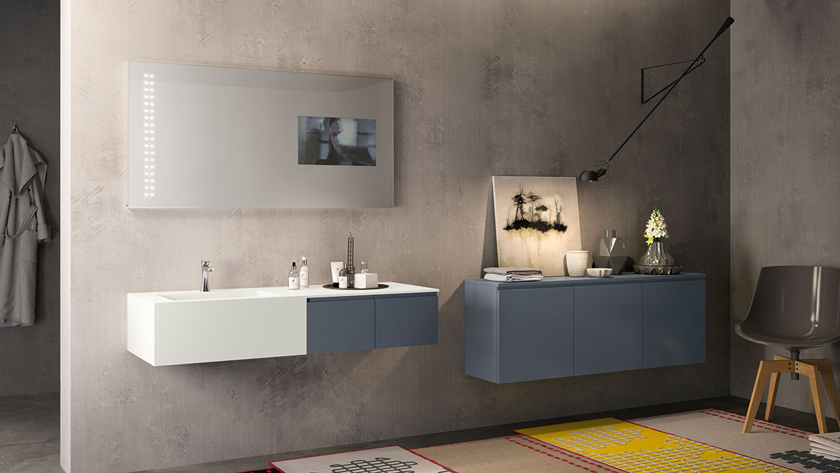 Stratos Bathroom Vanity with matching side cabinet