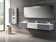 Stratos vanity with coordinating wall-mount bathroom storage