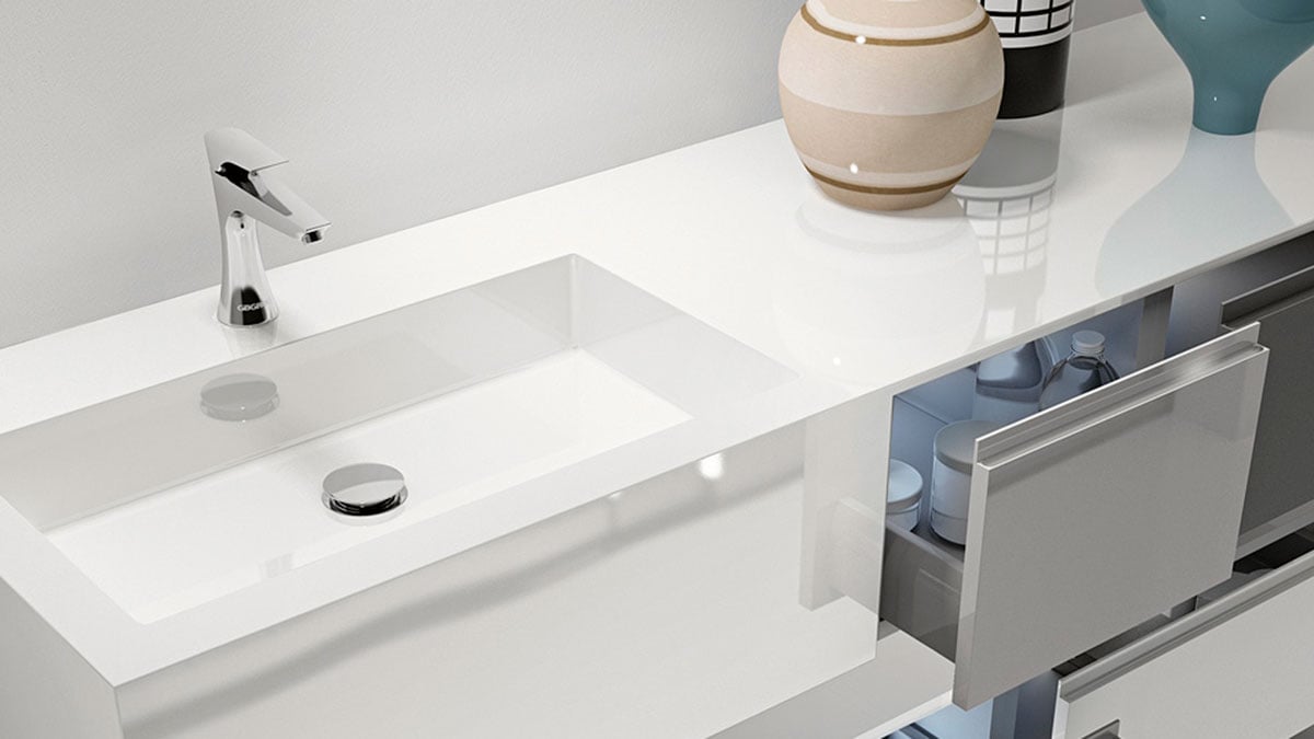 Stratos bathroom vanity with integrated basin
