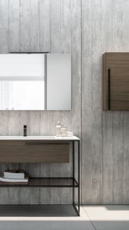 bathroom vanity with matching storage