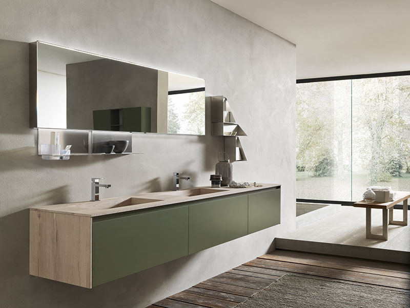 luxury bathroom vanity in open bathroom