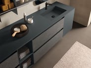 urban duplex vanity with matching countertop and cabinet color