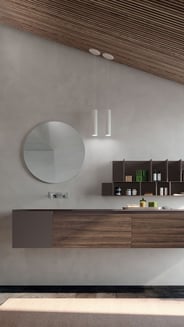 modern bathroom vanity with matching storage