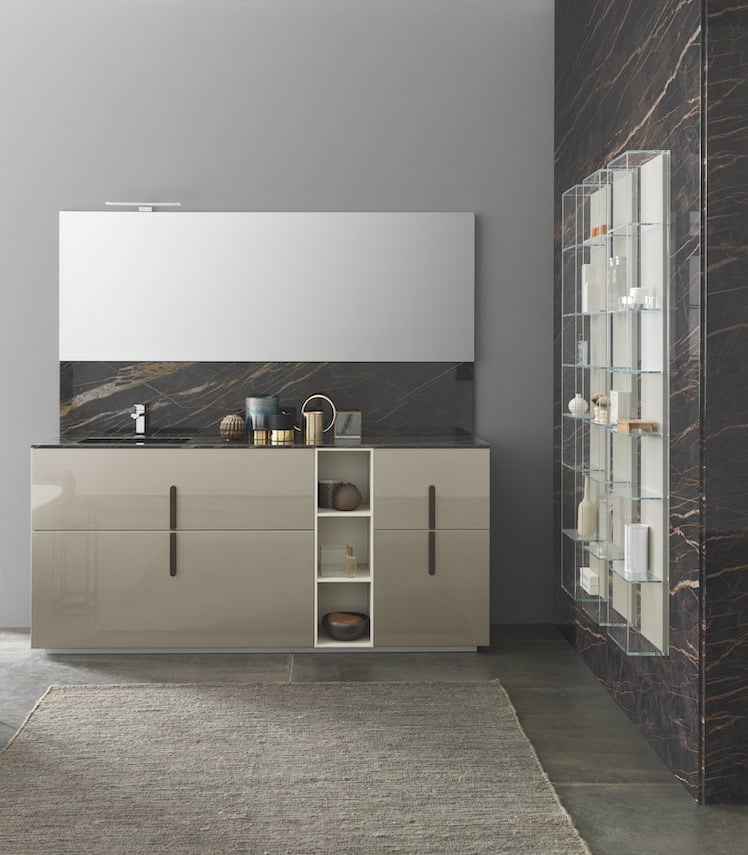 Urban Freestanding vanity with open shelf storage