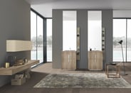 Two wood-look freestanding luxury vanities