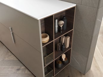 luxury vanity open shelves