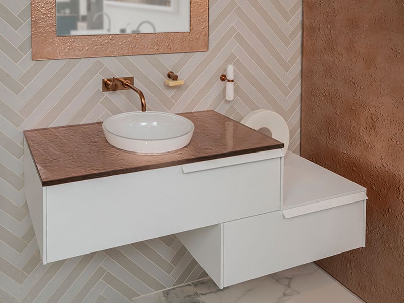 Urban Low Height Bathroom vanity with vessel