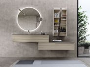 Urban low height vanity with coordinating shelves