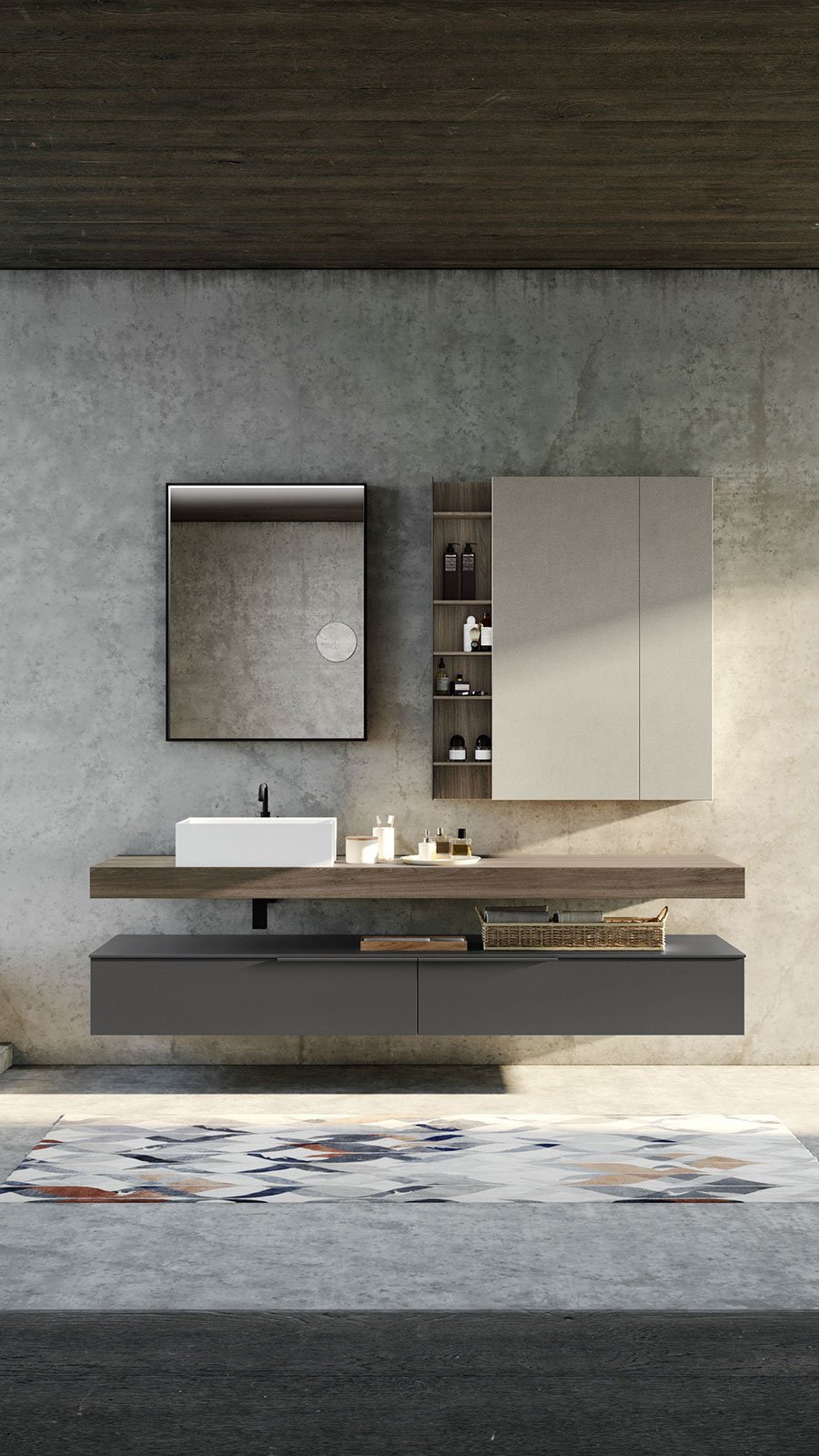 Low height luxury bathroom vanity