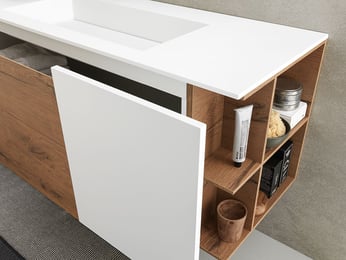 open side shelves on luxury vanity