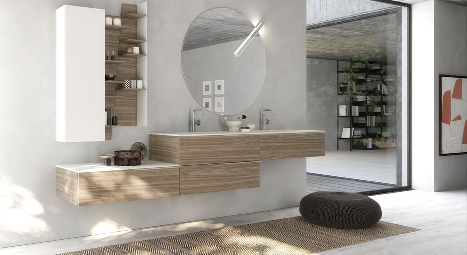 Urban vanity with coordinating storage solution