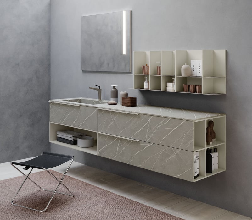 urban standard height vanity with integrated storage