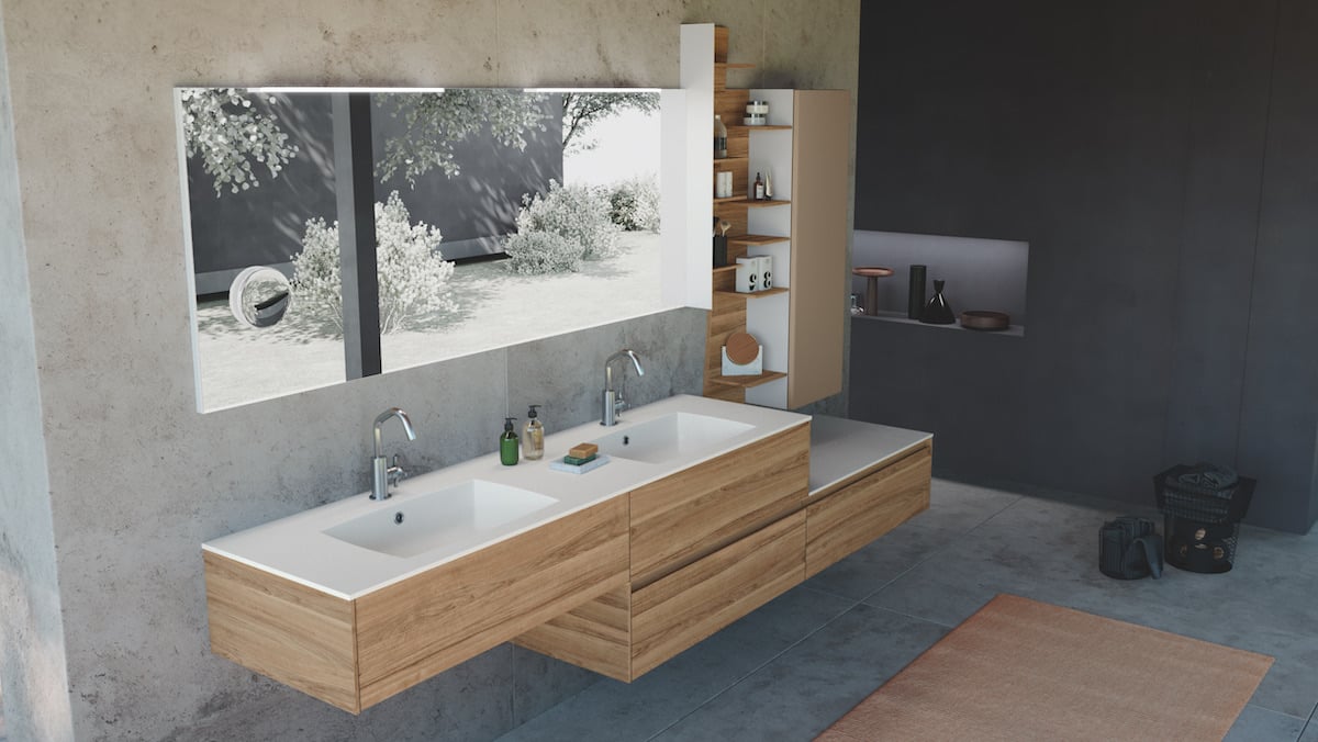 Urban multilevel bathroom vanity