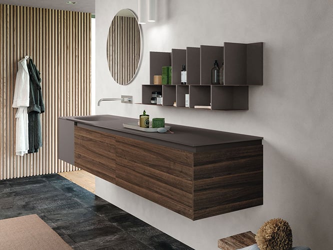Urban duplex wood-look bathroom vanity