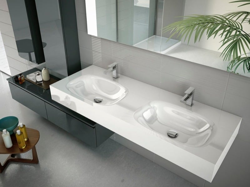 Bathroom vanity with two sinks
