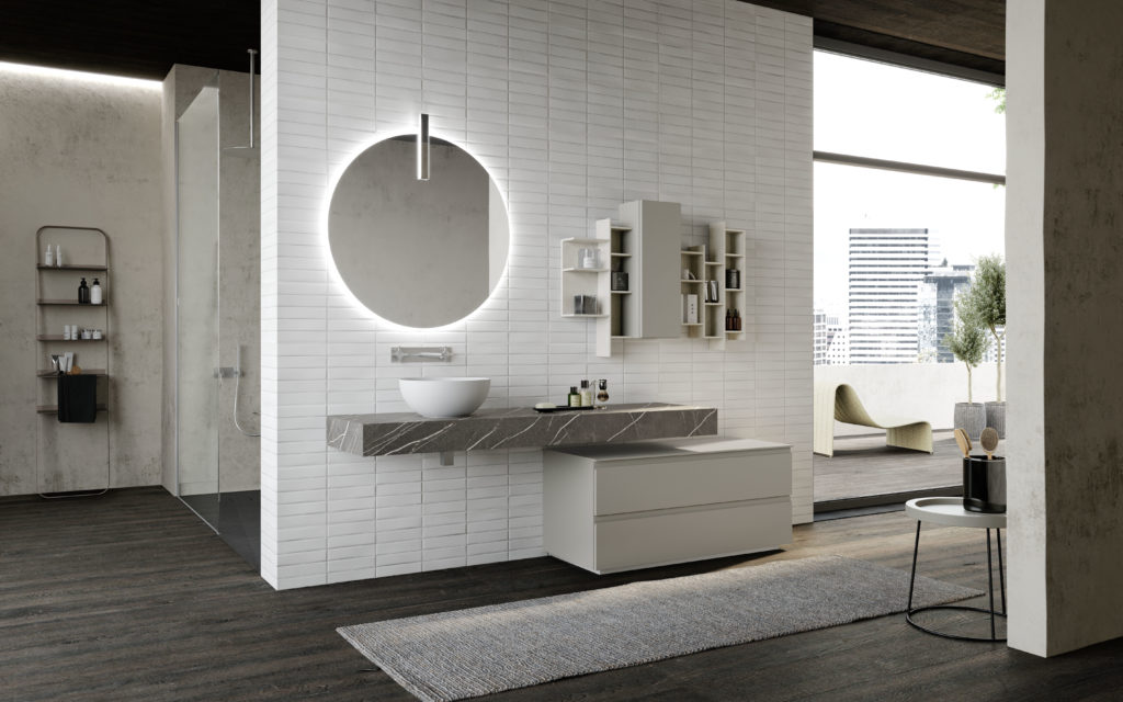 Modern luxury bathroom with gray accents 