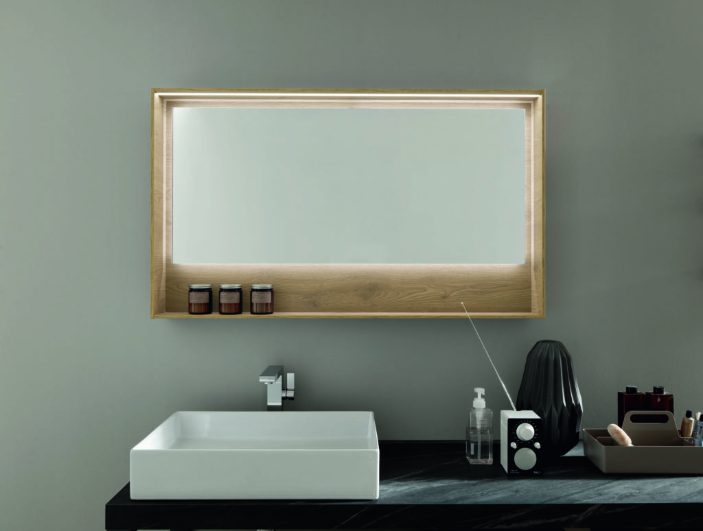 Minimalist framed bathroom mirror