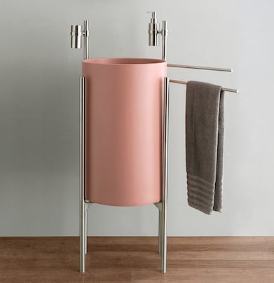 Poli 58 console in light pink with integrated towel rail
