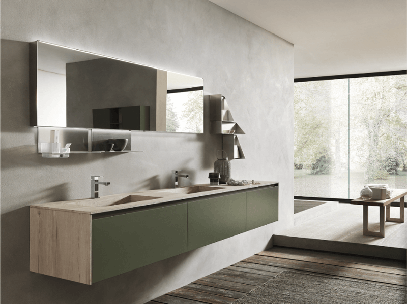 Floating bathroom vanity with double sink