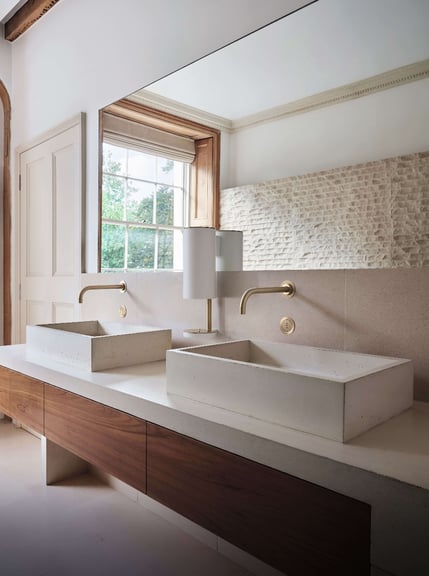 VOLA hand sanitizing station in modern bathroom