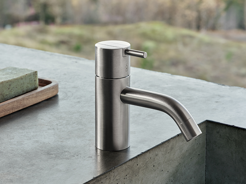 deck-mounted brushed nickel vola faucet