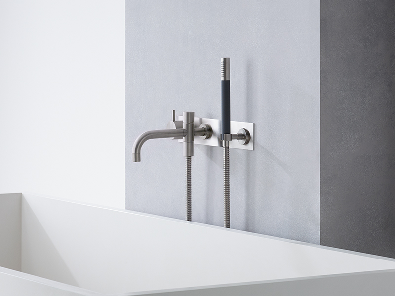 VOLA wall-mounted tub filler and hand shower