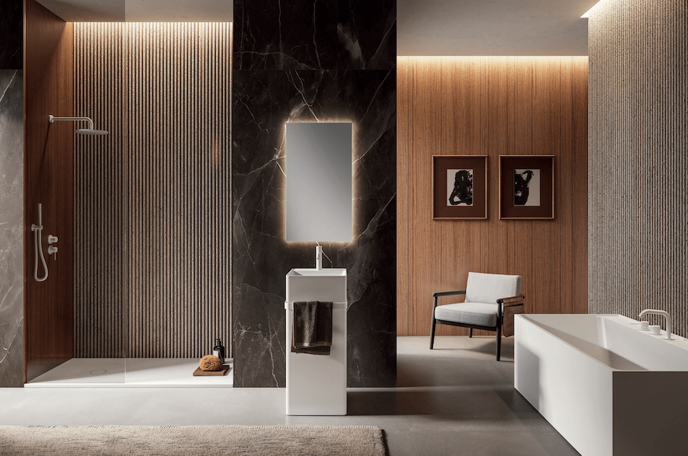 white pedestal basin with front towel rack