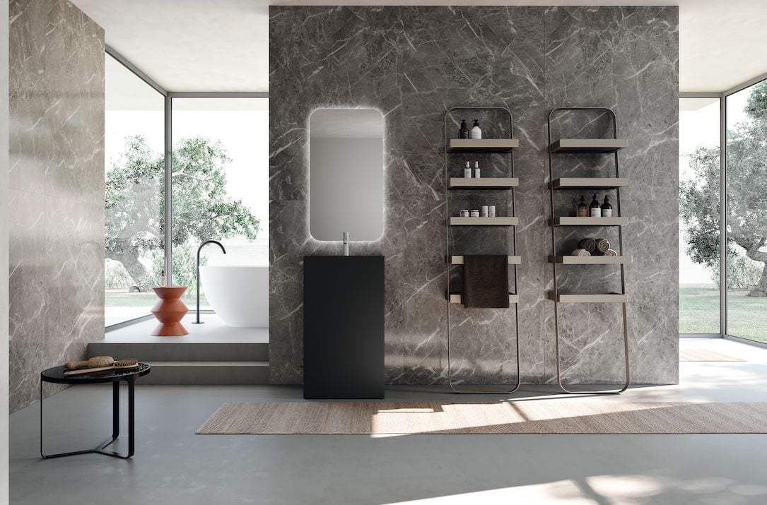 Urban Kant pedestal basin in luxury bathroom