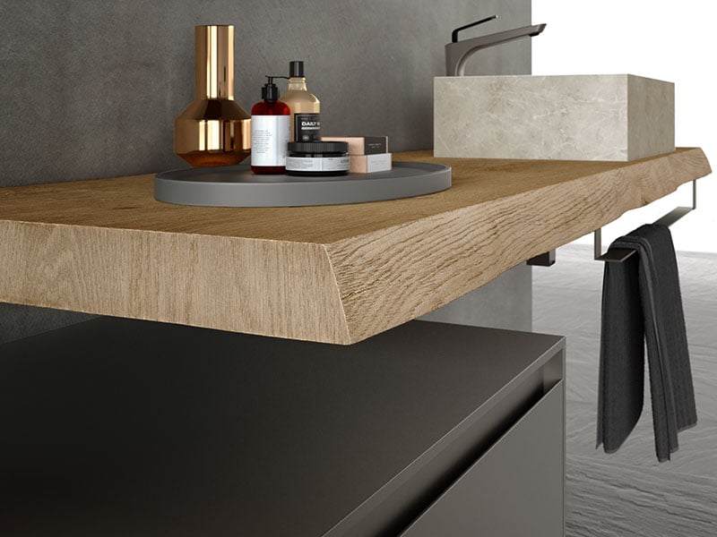 Urban rough-cut oak bathroom countertop