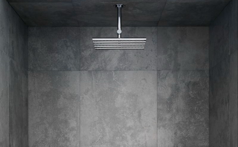 Ceiling-mounted rain shower with thermostatic mixer