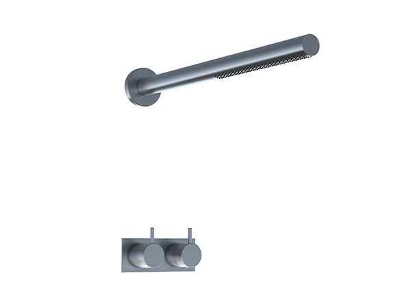 Wall-mounted cylindrical shower with thermostatic mixer
