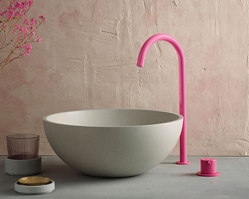 VOLA pink faucet and white basin